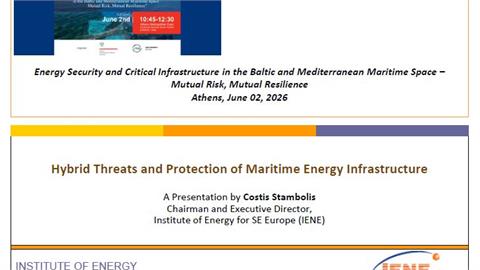 Energy Security and Critical Infrastructure in the Baltic and Mediterranean Maritime Space – Mutual Risk, Mutual Resilience